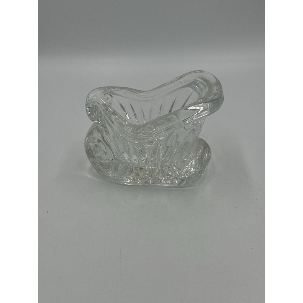 Vintage Lead Crystal (24%) Sleigh Candy Nut Dish Candle‎ Holder 5.5x3.5"